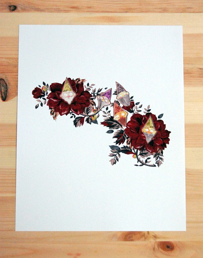 peaches and gnomes print